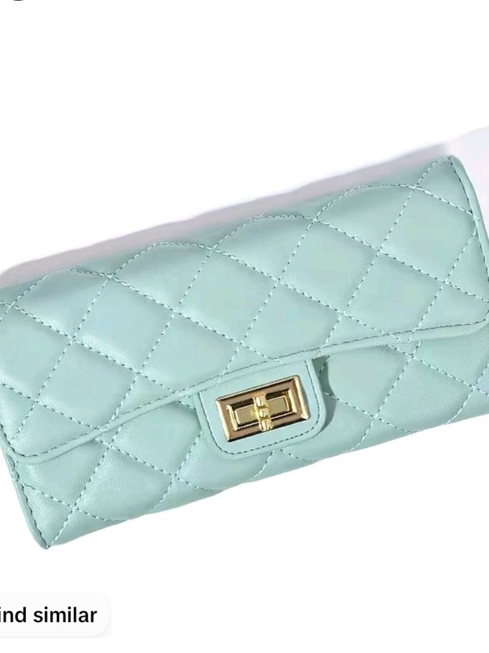 Quilted Mint Leather Clutch Wallet - Elegant Women's Bag